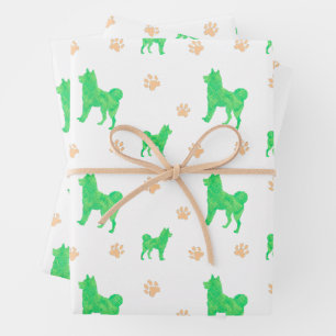Papel de ajuste Shiba Inu - Regalo verde mínimo