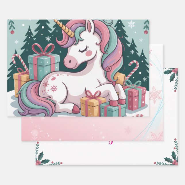 Papel de ajuste unicornio para navidades (Set)