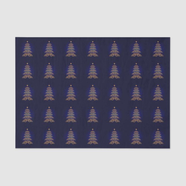 Papel de árbol de navidad azul (Anverso)
