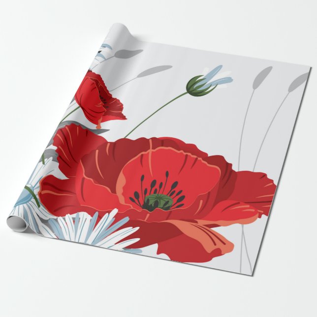 Papel de arma de flores rojas (Desenrollado)