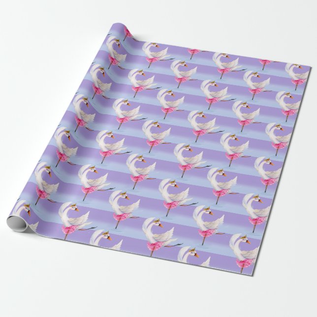 Papel de arte flojo con patrón de pájaro cisne bla (Desenrollado)