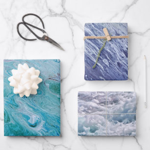 Papel de artesanado de envolver estilo marble Wave