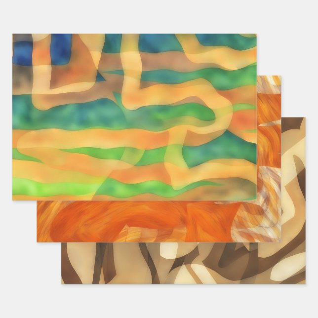 Papel de artesanía marrón, Naranja y tiburón (Set)