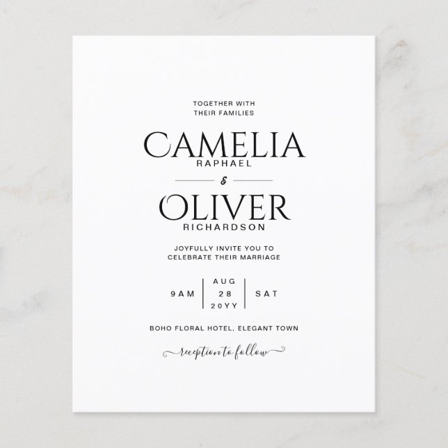PAPEL DE Boda DE MONOCRÓME blanco negro PRESUPUEST (Frente)