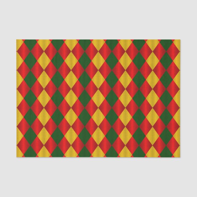 PAPEL DE BRAZO Harlequin-Red-Green-Gold-TISSUE ple (Anverso)