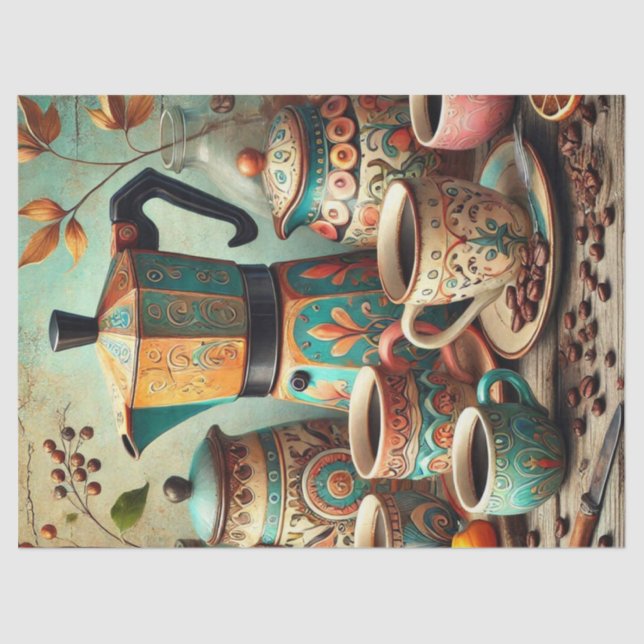 Papel de café retro y tapetes (Anverso)