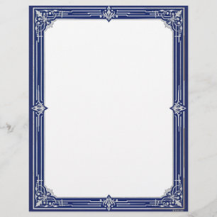 Papel de carta Art Déco azul marino y plata