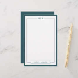 Papel de carta con borde verde humo monograma clás
