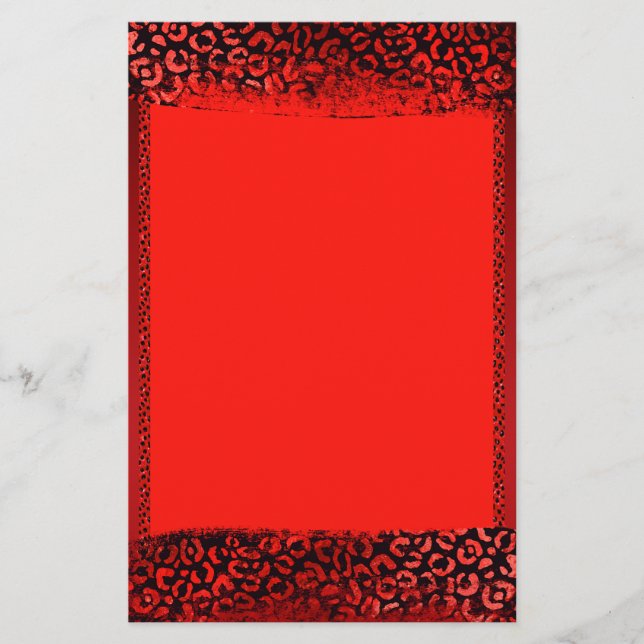 Papel de carta con estampado de leopardo rojo (Anverso)
