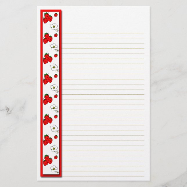 Papel de carta con fresas y flores (Anverso)