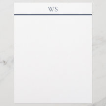 Papel de Carta con Monograma de Barra Azul Marino