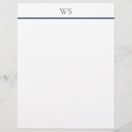 Papel de Carta con Monograma de Barra Azul Marino