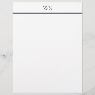 Papel de Carta con Monograma de Barra Azul Marino