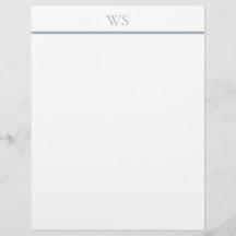 Papel de carta con monograma de barra azul polvori