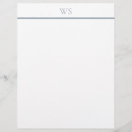 Papel de carta con monograma de barra azul polvori