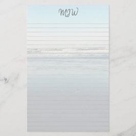 Papel De Carta Con Monograma De Líneas Con Olas Qu