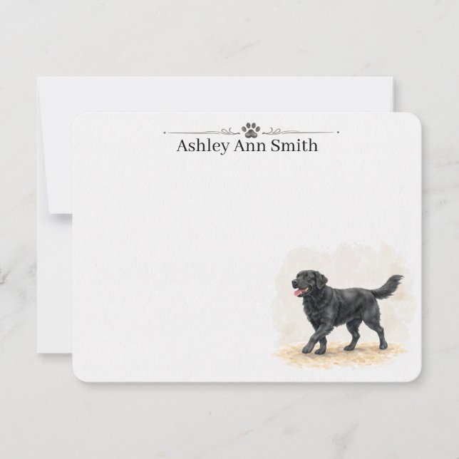 Papel de carta con nota plana de Labrador negro pe (Anverso)
