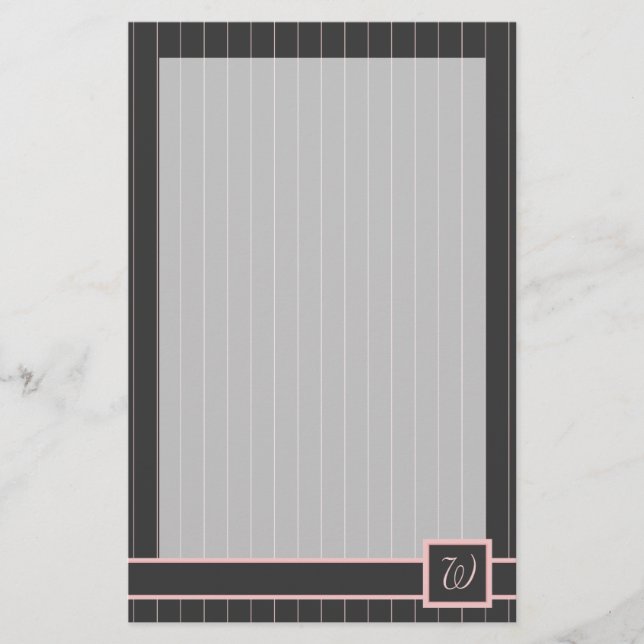 Papel de carta con rayas rosadas negras (Anverso)