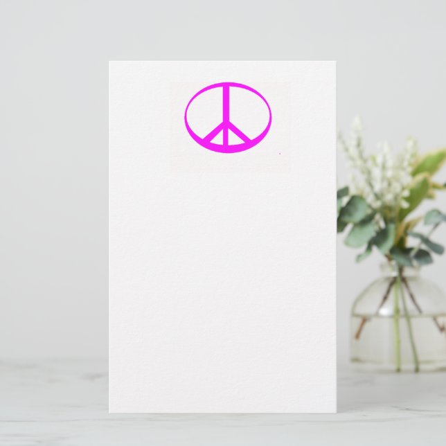 Papel de carta con signo de paz rosa caliente (Anverso de pie)