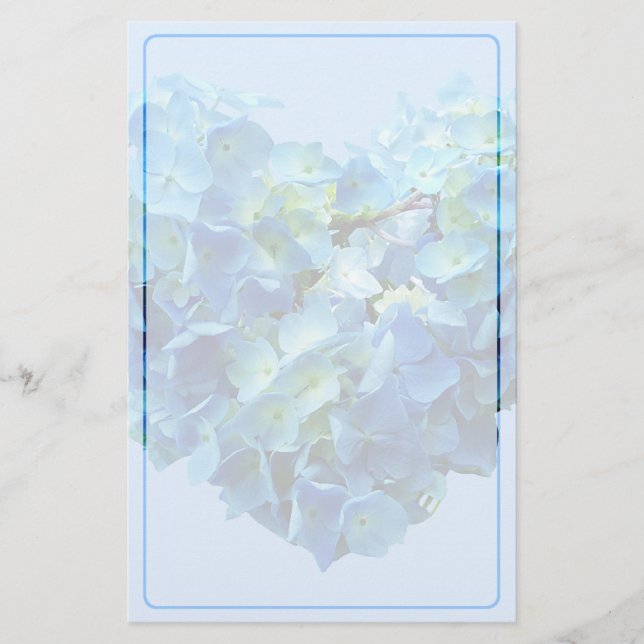 Papel de carta corazón de Hortensia Azul (Anverso)