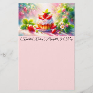 Papel de carta de acuarela de tarta de fresa