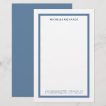 Papel de carta de borde azul polvoriento clásico p