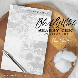 Papel de carta de diseño shabby chic en negro y bl