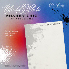 Papel de carta de diseño shabby chic en negro y bl