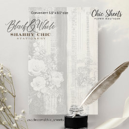 Papel de carta de diseño Shabby Chic en negro y bl
