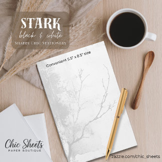 Papel de carta de diseño shabby chic en negro y bl