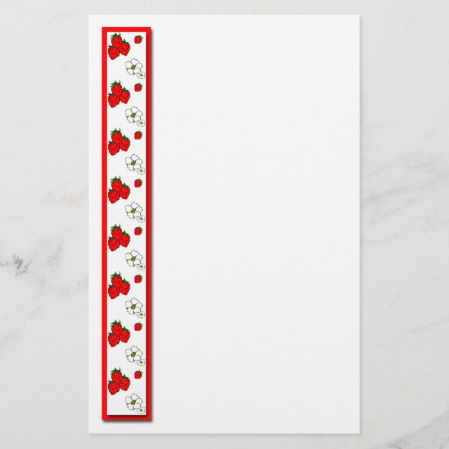 Papel de Carta de Fresas y Flores (Anverso)