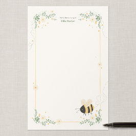 Papel de carta de guardería personalizado de abeja