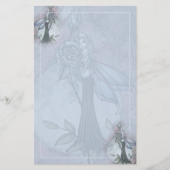 Papel de carta de hada de rosa gótica de Molly Har (Anverso)