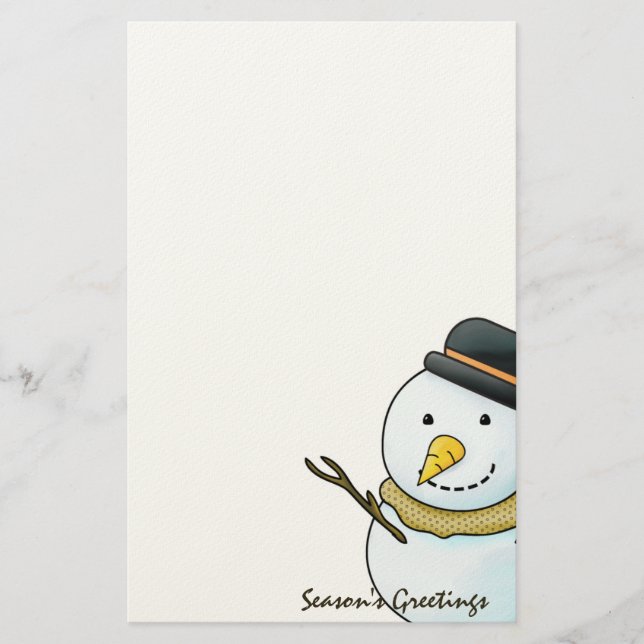 Papel de Carta de Muñeco de Nieve de Navidad (Anverso)