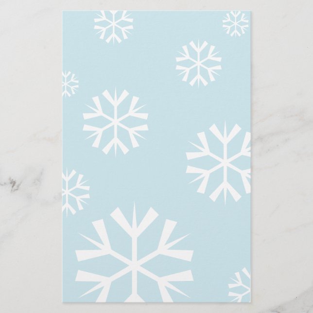 Papel de carta de Navidad con copos de nieve blanc (Anverso)