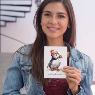 Papel de carta de Navidad de frailecillo con acuar