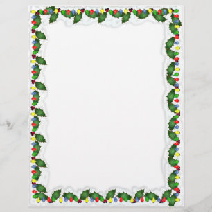 Papel de Carta de Navidad Holly Lights