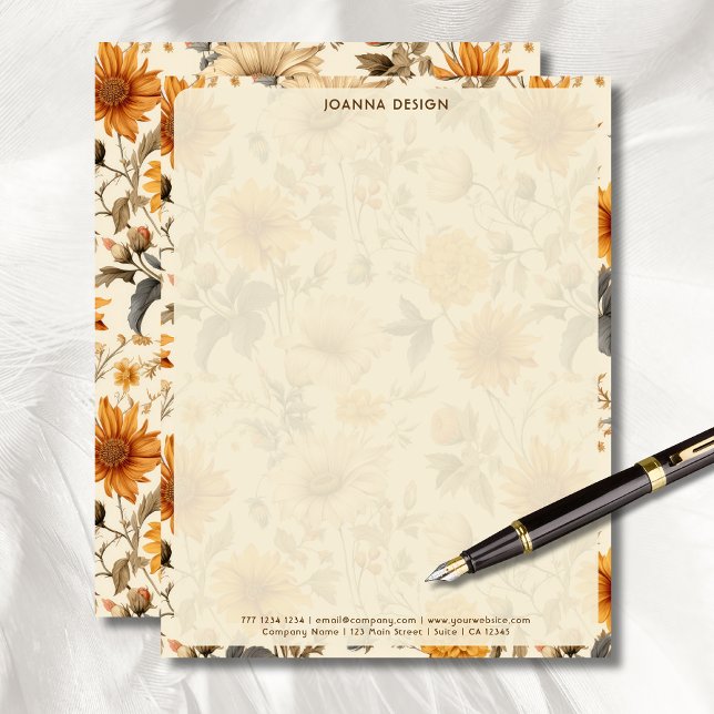 Papel de carta de negocios de crema de flores silv (Subido por el creador)