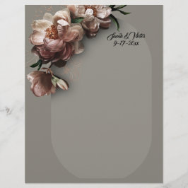 Papel de carta de peonías florecidas