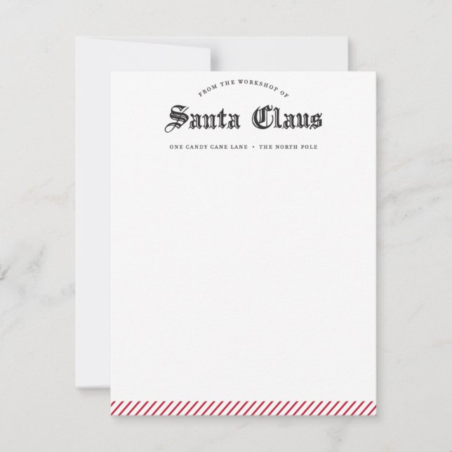 Papel de carta del taller de Santa Claus, Tarjeta (Anverso)