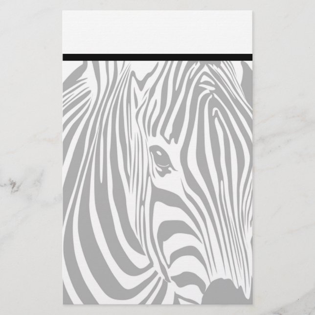 Papel de carta elegante de cebra con membrete (Anverso)