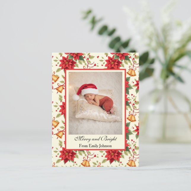 Papel de carta floral de Navidad retro personaliza (Anverso de pie)