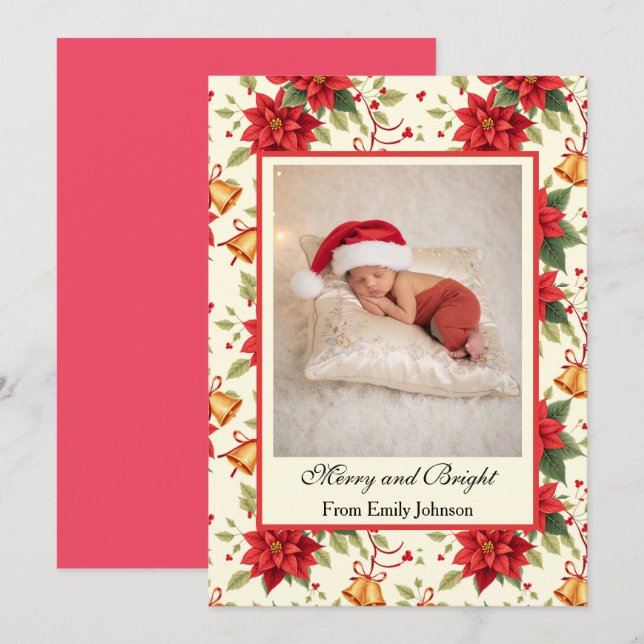 Papel de carta floral de Navidad retro personaliza (Anverso / Reverso)