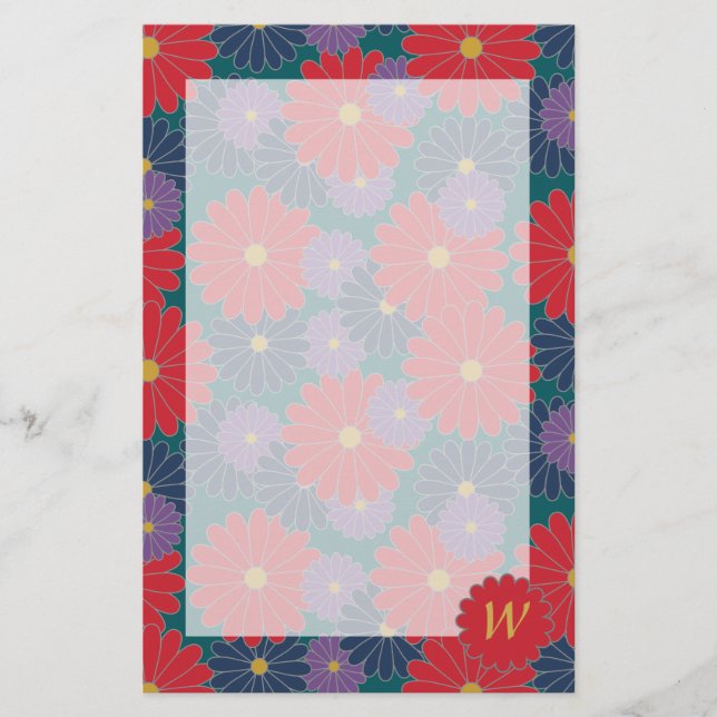 Papel de carta floral Splashy de otoño (Anverso)