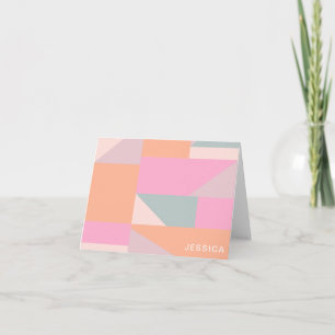 Papel de carta geométrico rosa pastel con nombre p