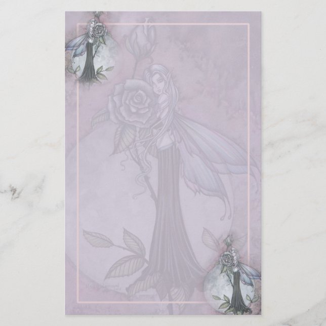 Papel de Carta Hada Rosa Lavanda de Molly Harrison (Anverso)