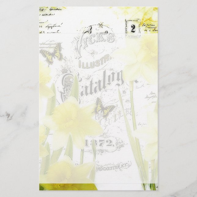 Papel de carta narcisos vintage (Anverso)