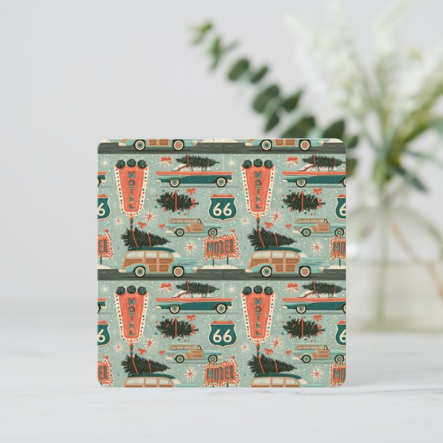 Papel de Carta Navideño Ruta 66 Retro (Anverso de pie)