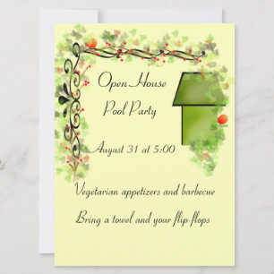 Papel de carta o invitación de Casa de pájaros y h