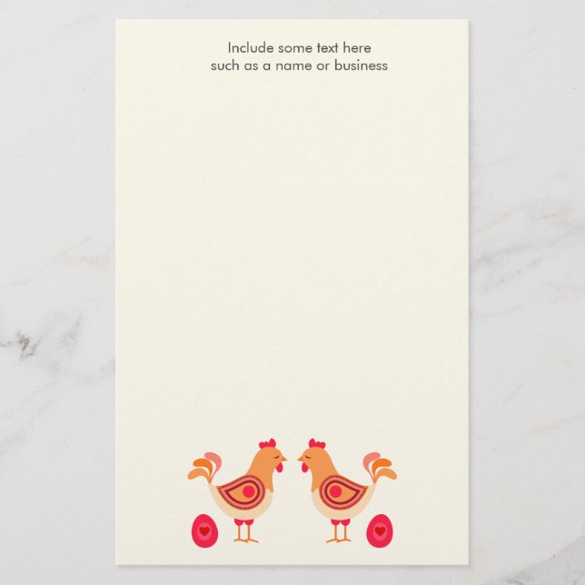 Papel de carta personal en blanco con huevos de ga (Anverso)